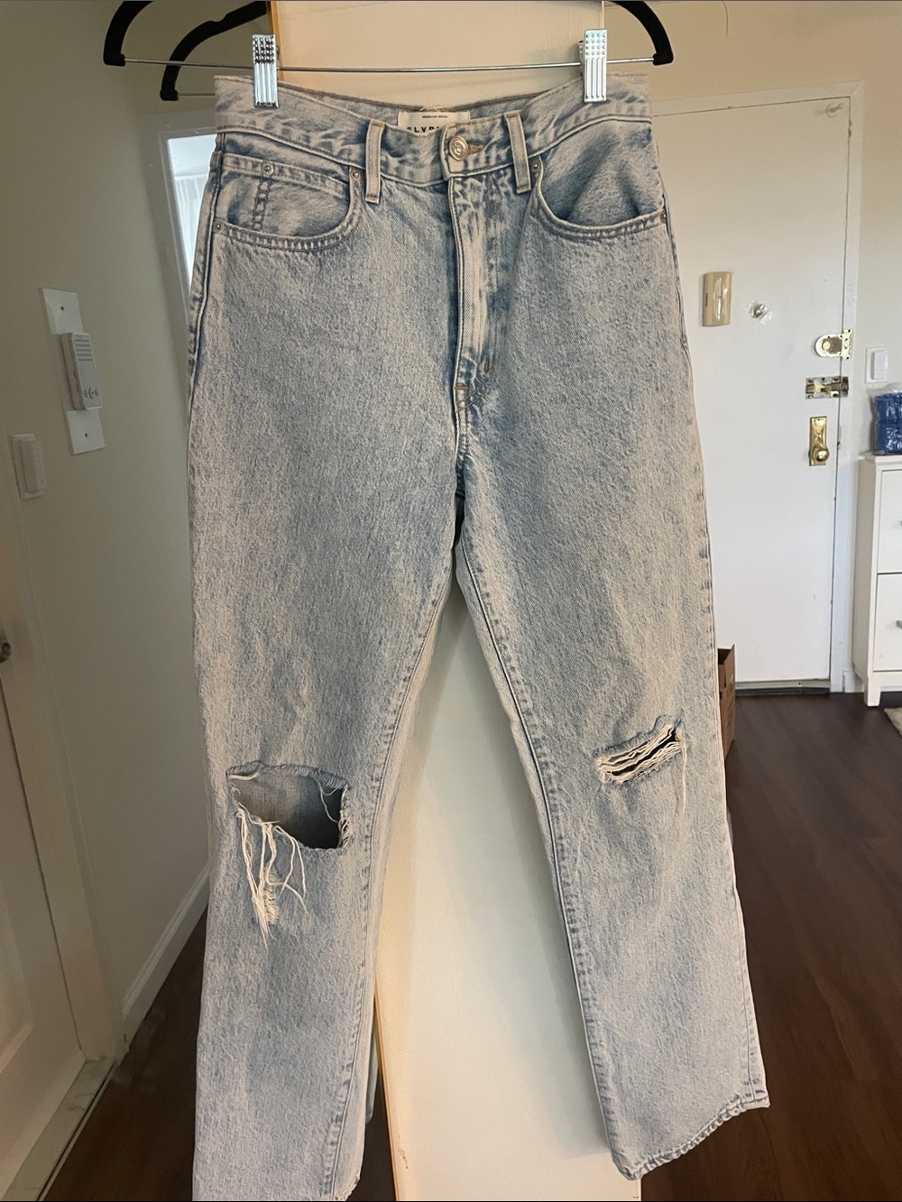 SLVRLAKE Light Blue Distressed Relaxed Jeans